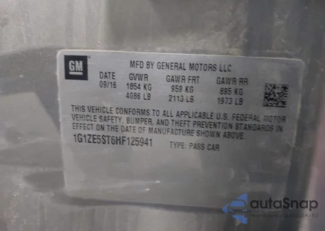 2017 Chevrolet Malibu 1Lt из США, поврежденный, VIN 1G1ZE5ST6HF125941